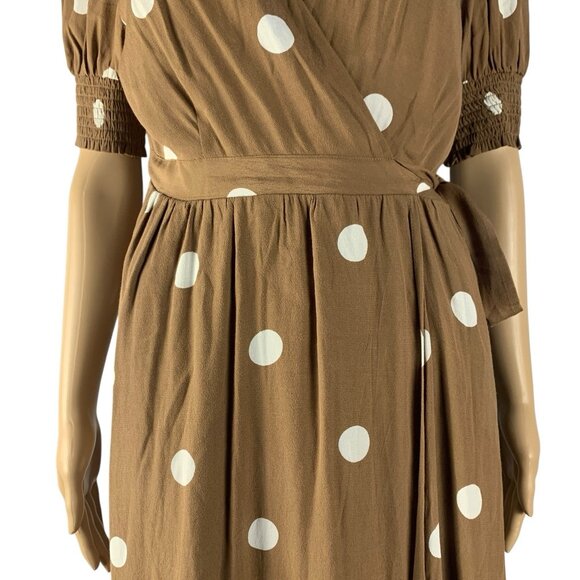 Maeve Anthropologie Bernice Midi Polka Dot Wrap Dress Sz 8P 8 with Pockets - Picture 6 of 14